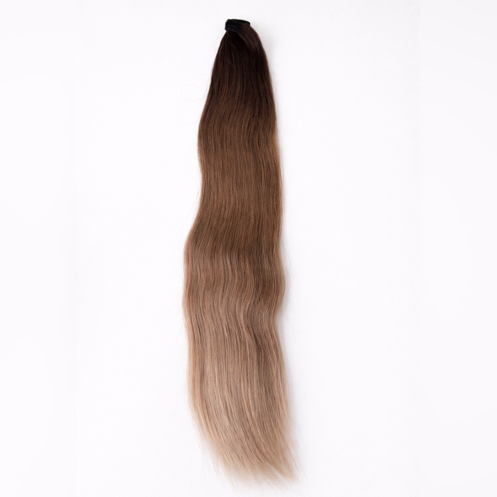 Balayage Wrap-Around Ponytail – Ombre Brown to Ash Blonde 32 “Extension - Picture 3 of 15